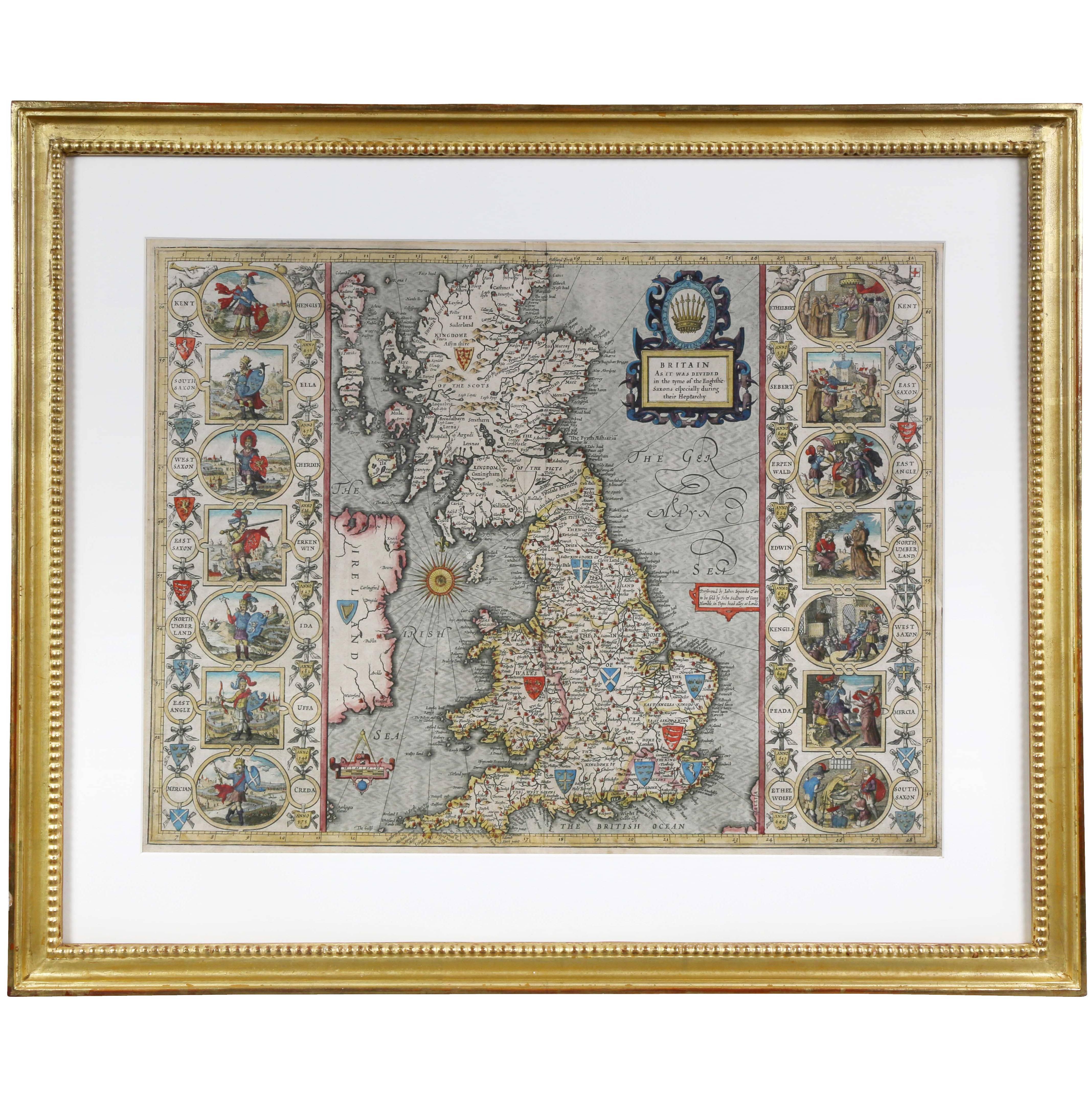 Framed Map of the British Isles by John Speed