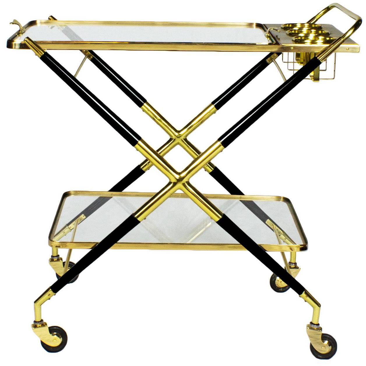 Mid-Century Modern Bar Cart with Tray by Cesare Lacca - Italy For Sale