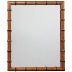 English Faux-Bamboo Rectangular Mirror with Ebonized Wood Accents, circa 1880