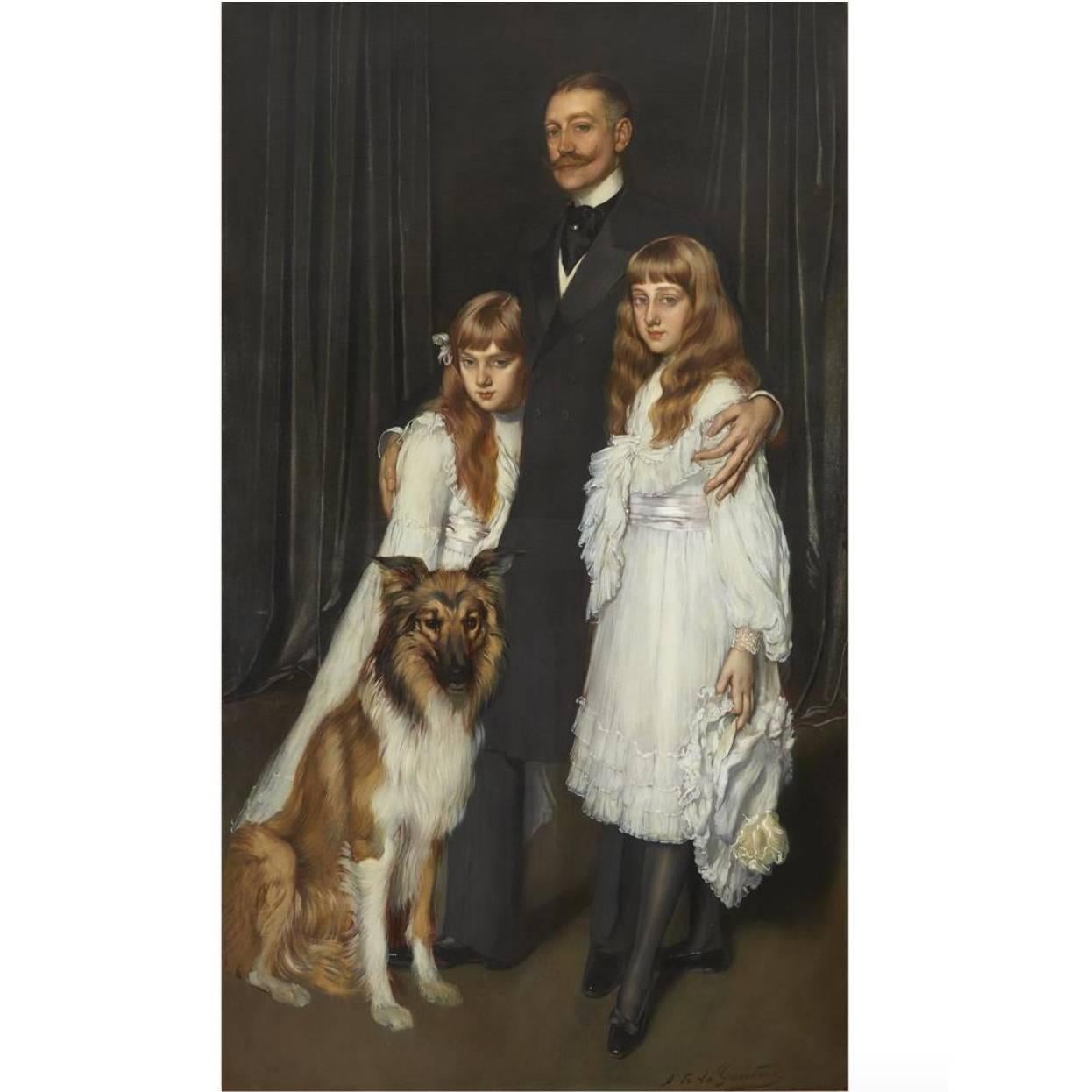 Antonio De La Gandara "Family Portrait" Canvas Oil Painting