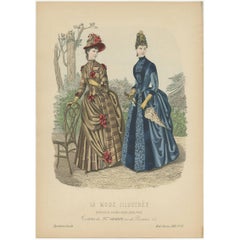 Antique Fashion Print Published by La Mode Illustrée, No. 19, 1888