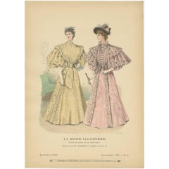 Antique Fashion Print Published by La Mode Illustrée, No. 21, 1895