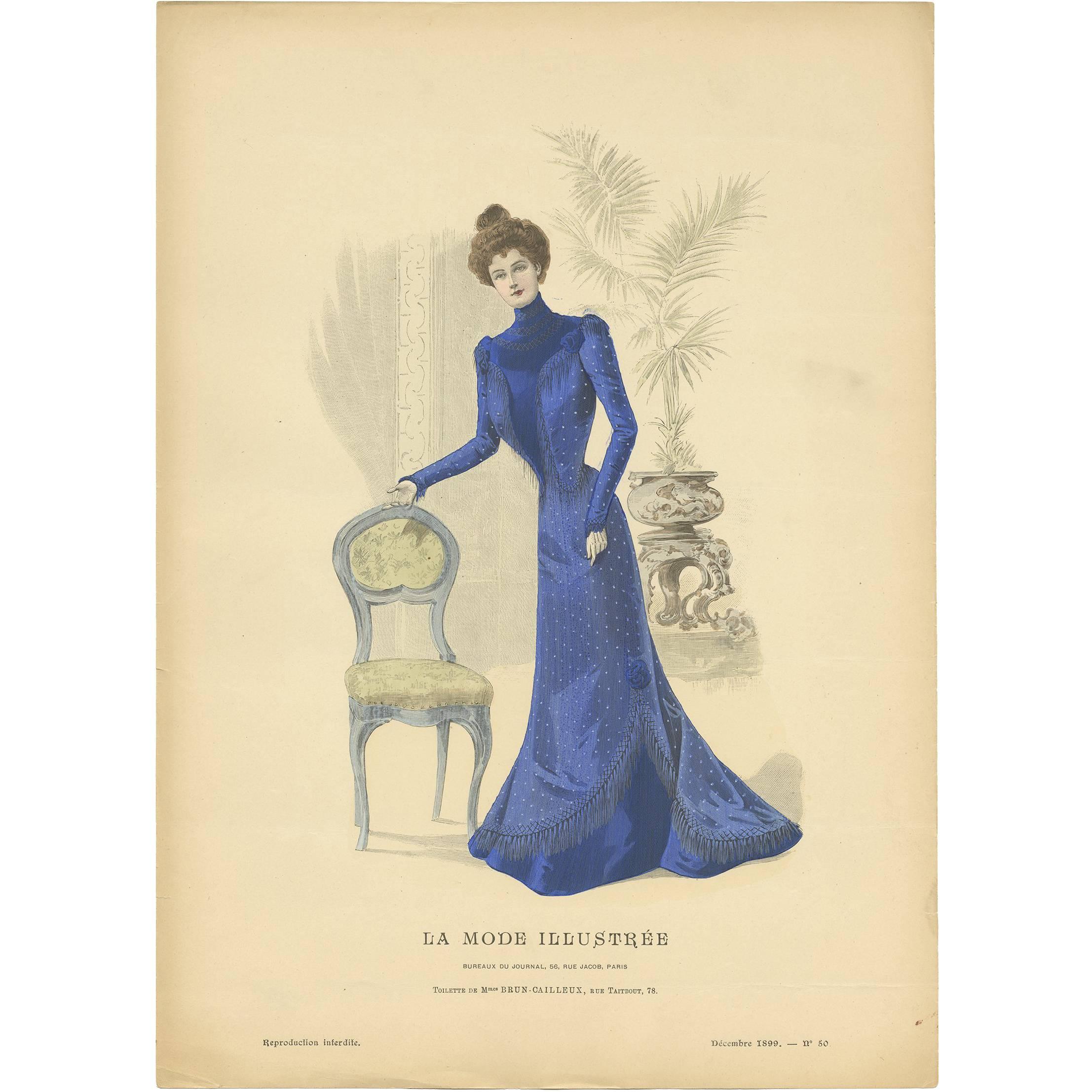Antique Fashion Print Published by La Mode Illustrée, No. 50, 1899 For Sale