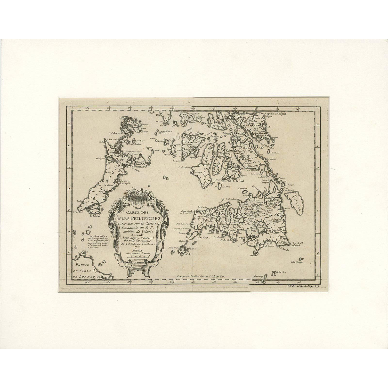 Antique Map of the Southern Philippines by J.N. Bellin, 1752