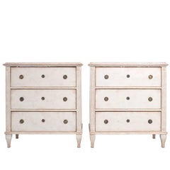 Pair of Late 19th Century White Painted Gustavian Style Dressers