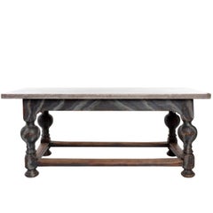 Mid-19th Century Oak Table with Limestone Top