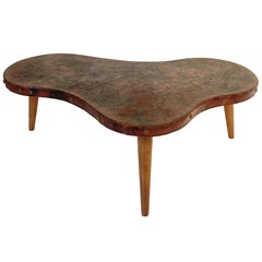 Table basse en cuir tressé péruvien:: estampillée:: circa 1945