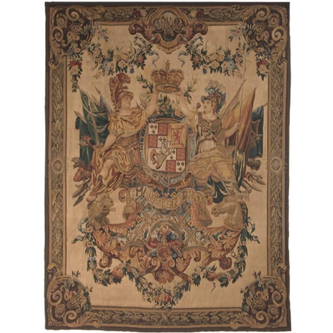 Tapestry Recreation of Armes De Guillaume et Marie For Sale