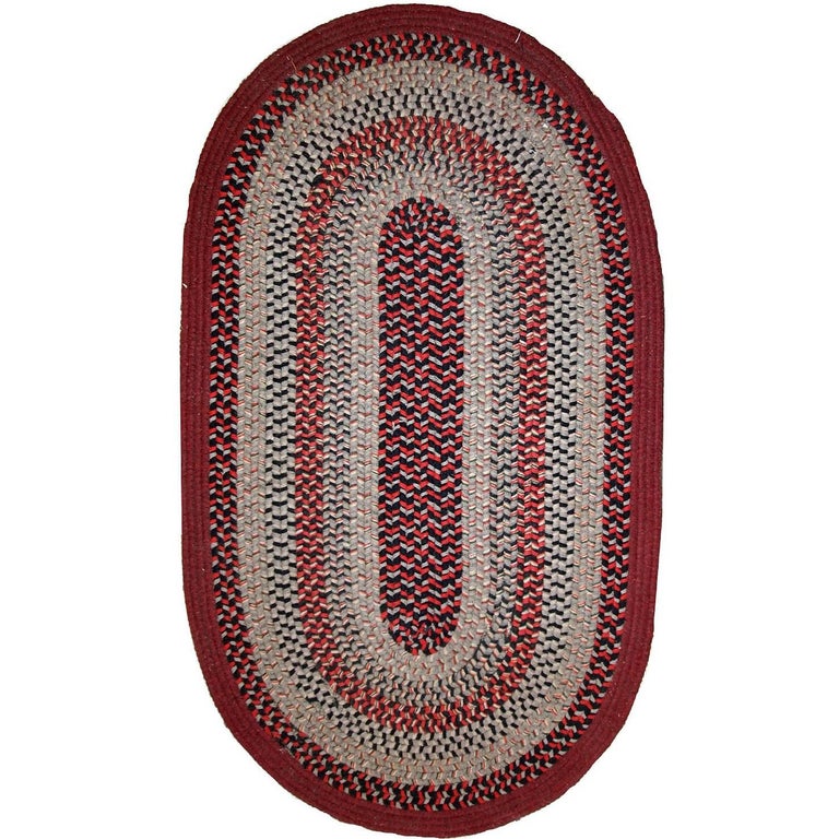 Handmade Antique American Braided Oval Rug, 1930s For Sale at 1stdibs