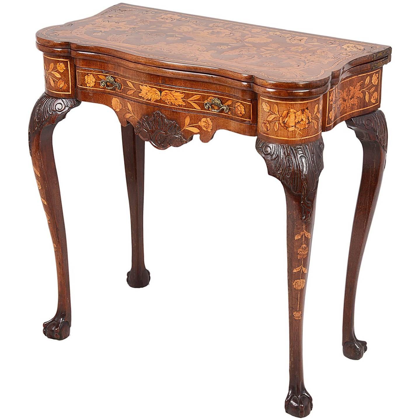 18th Century Dutch Marquetry Inlaid Card Table For Sale
