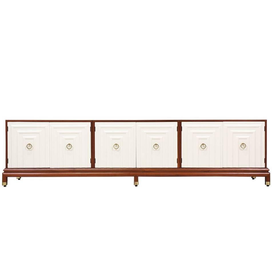 Renzo Rutili Two-Tone Lacquered & Walnut Credenza for Johnson Furniture