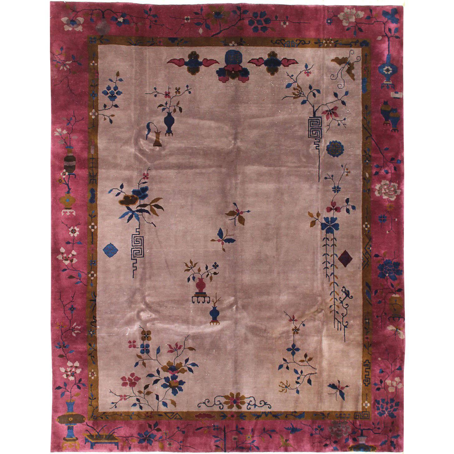 Antique Chinese Art Deco Rug For Sale