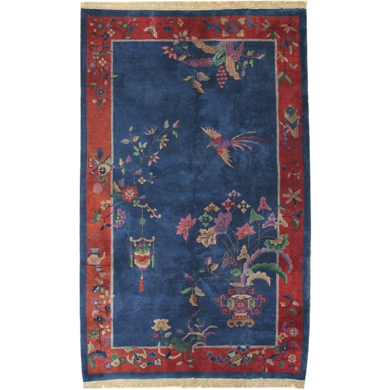 Antique Chinese Art Deco Rug For Sale