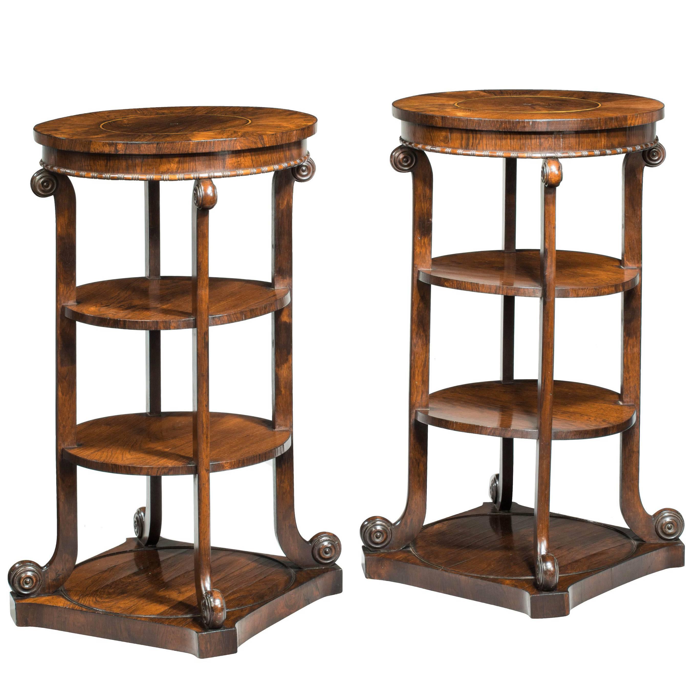 Pair of Regency Period Mahogany Etageres of Finely Figured Timbers