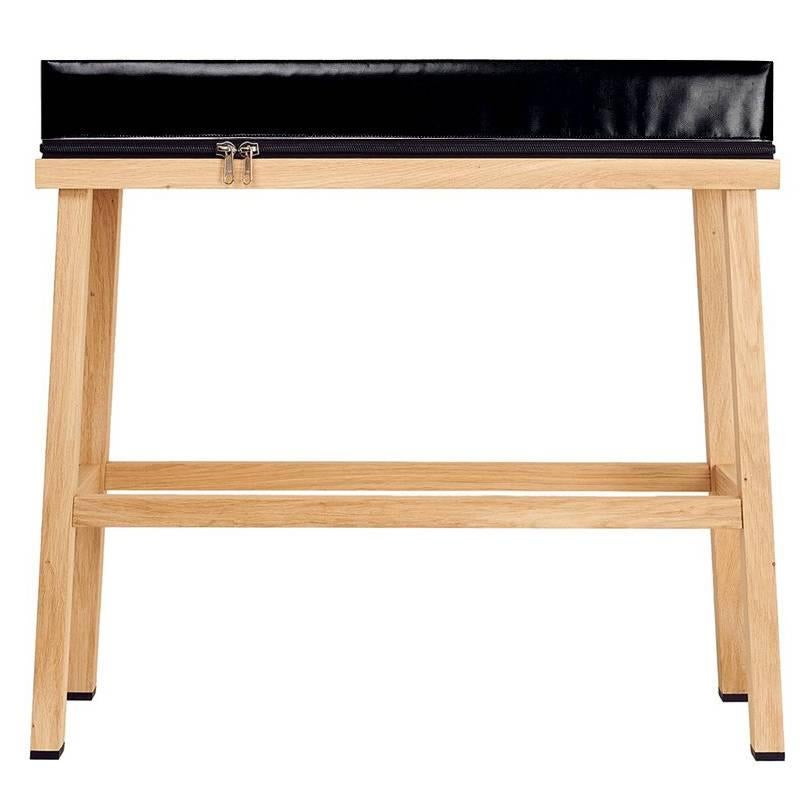 Visser and Meijwaard Truecolors High Bench in Black PVC Cloth with Zipper Detail For Sale