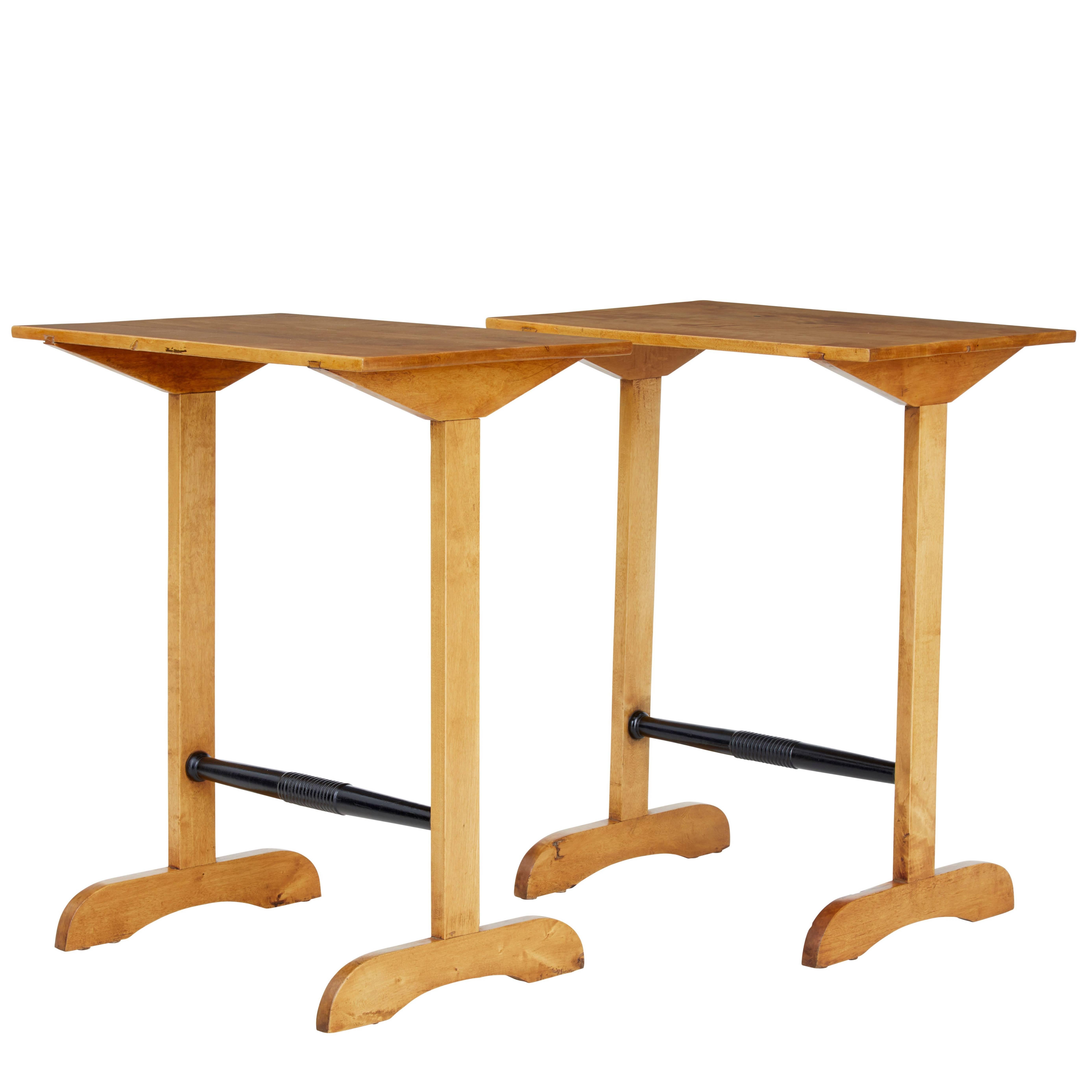 Pair of 1920s Swedish Birch Occasional Tables