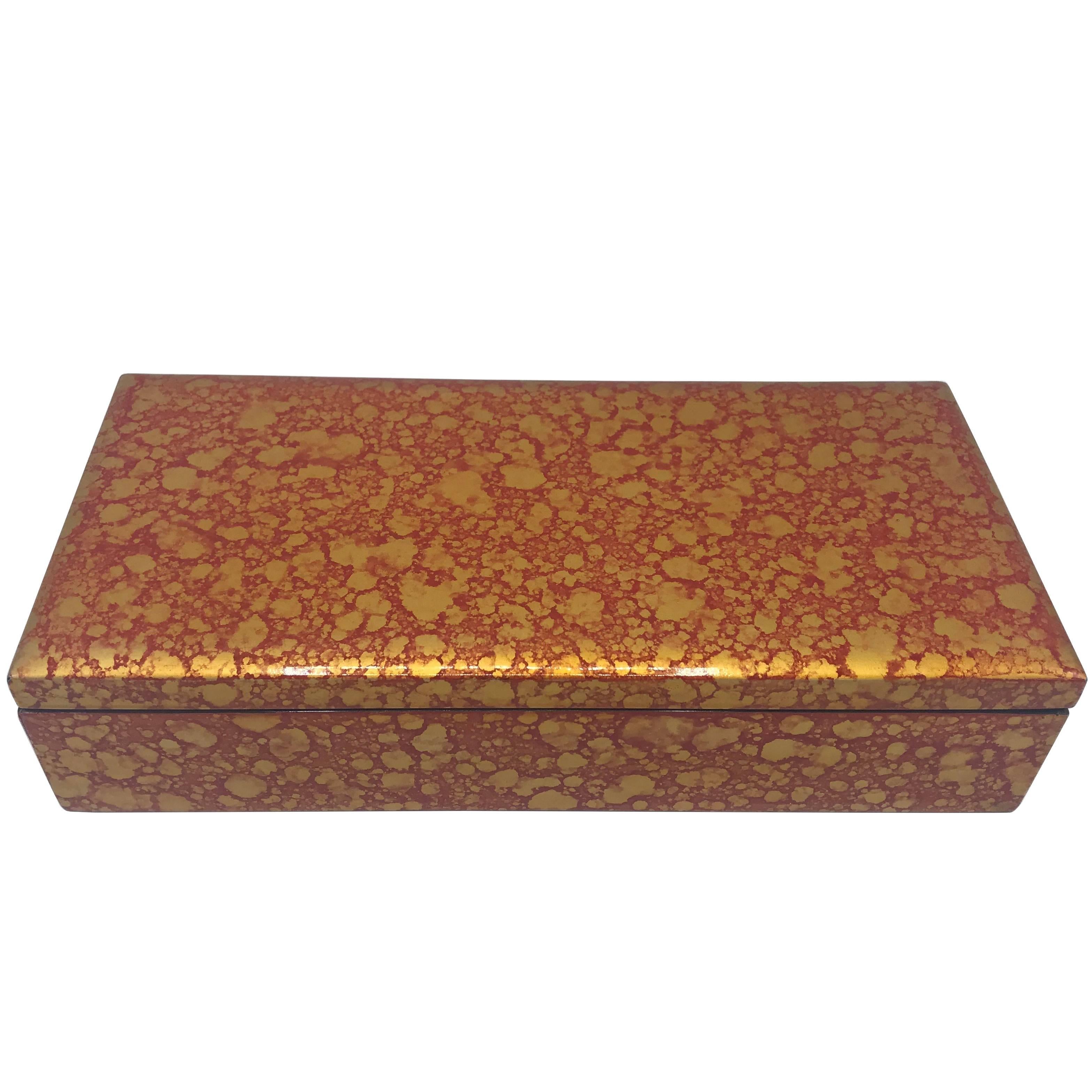 1970s Chinese Red and Gold Lacquered Box