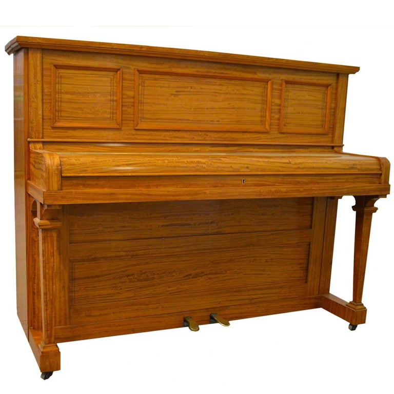 A Fine English Antique Bronze Mounted Erard Upright Piano For George Rogers Upright Piano With Tulip Wood Case