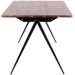 Galvanitas Industrial Black Walnut Table in Prouve Style