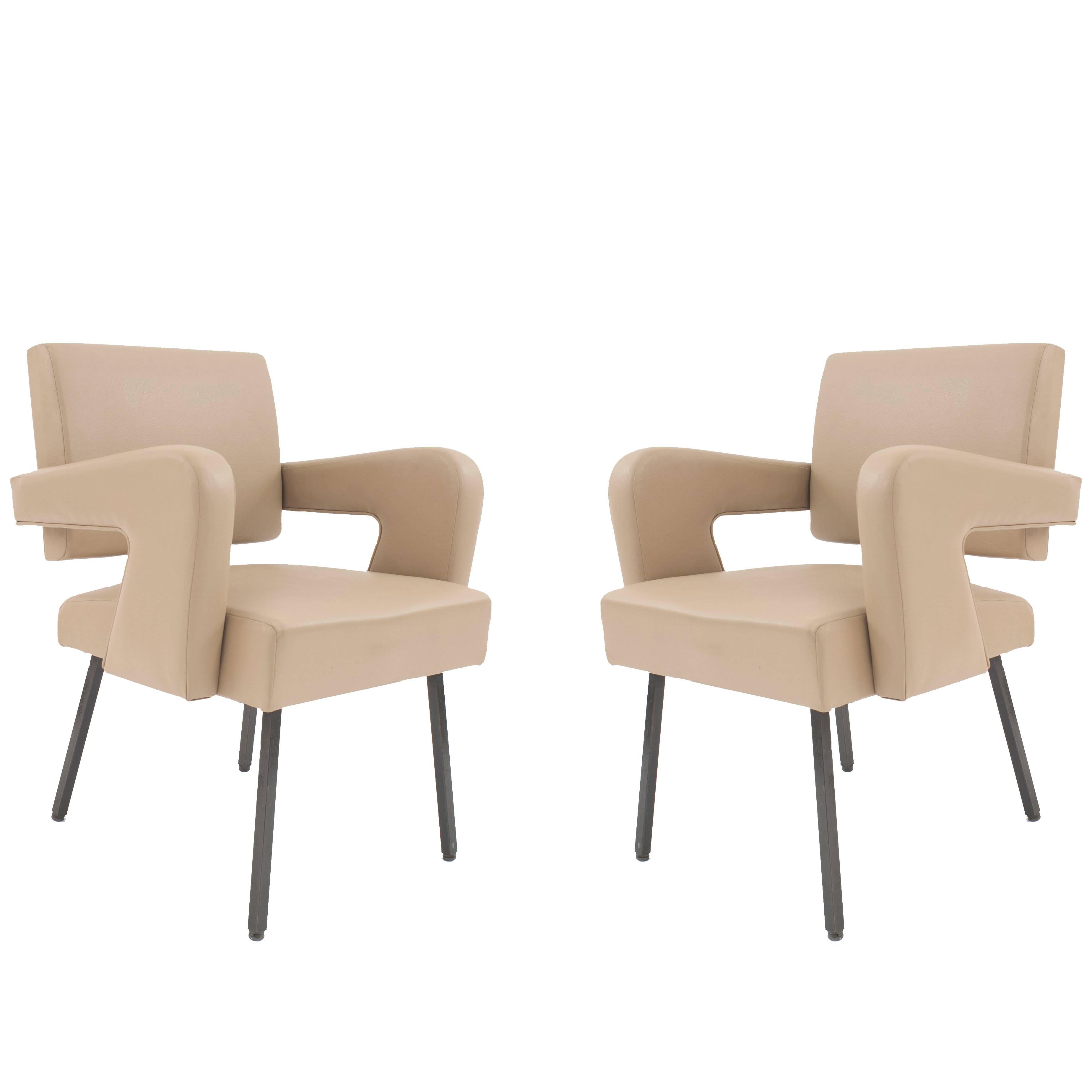 Pair of French Midcentury Armchairs, Attrib. to Jacques Adnet