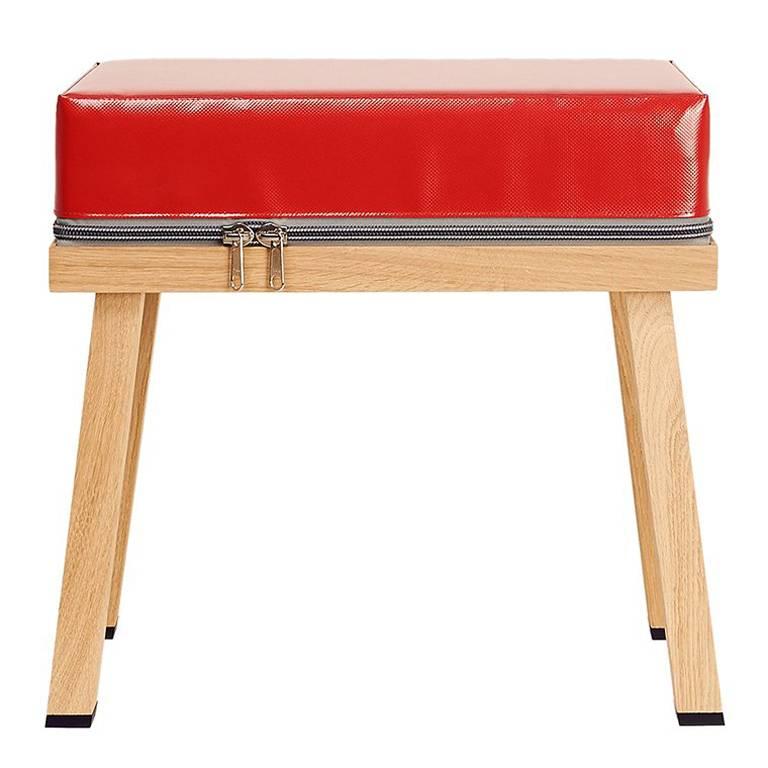 Visser and Meijwaard Truecolors Stool in Red PVC Cloth with Zipper For Sale