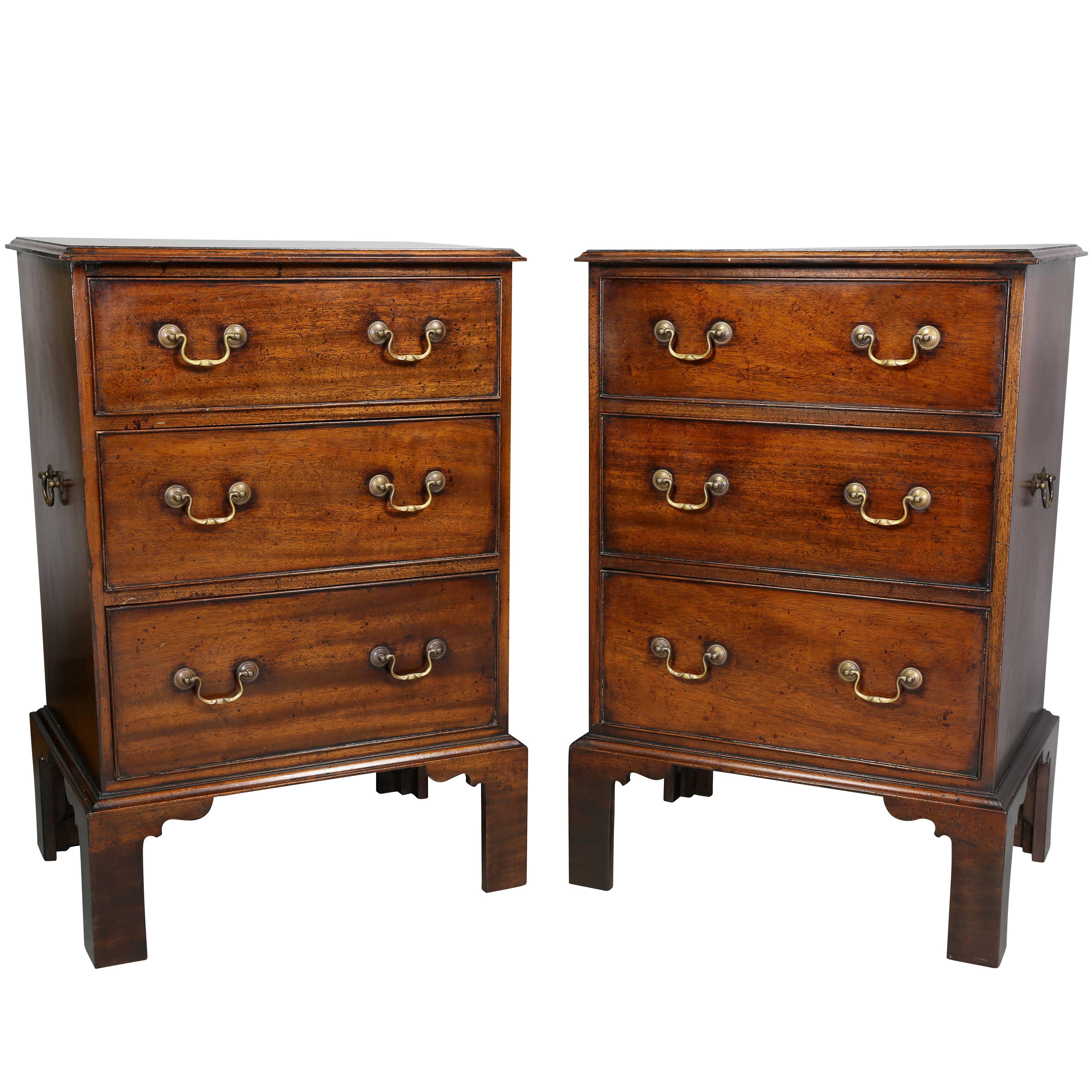 Pair Of George III Style Mahogany Dwarf Chests Of Drawers