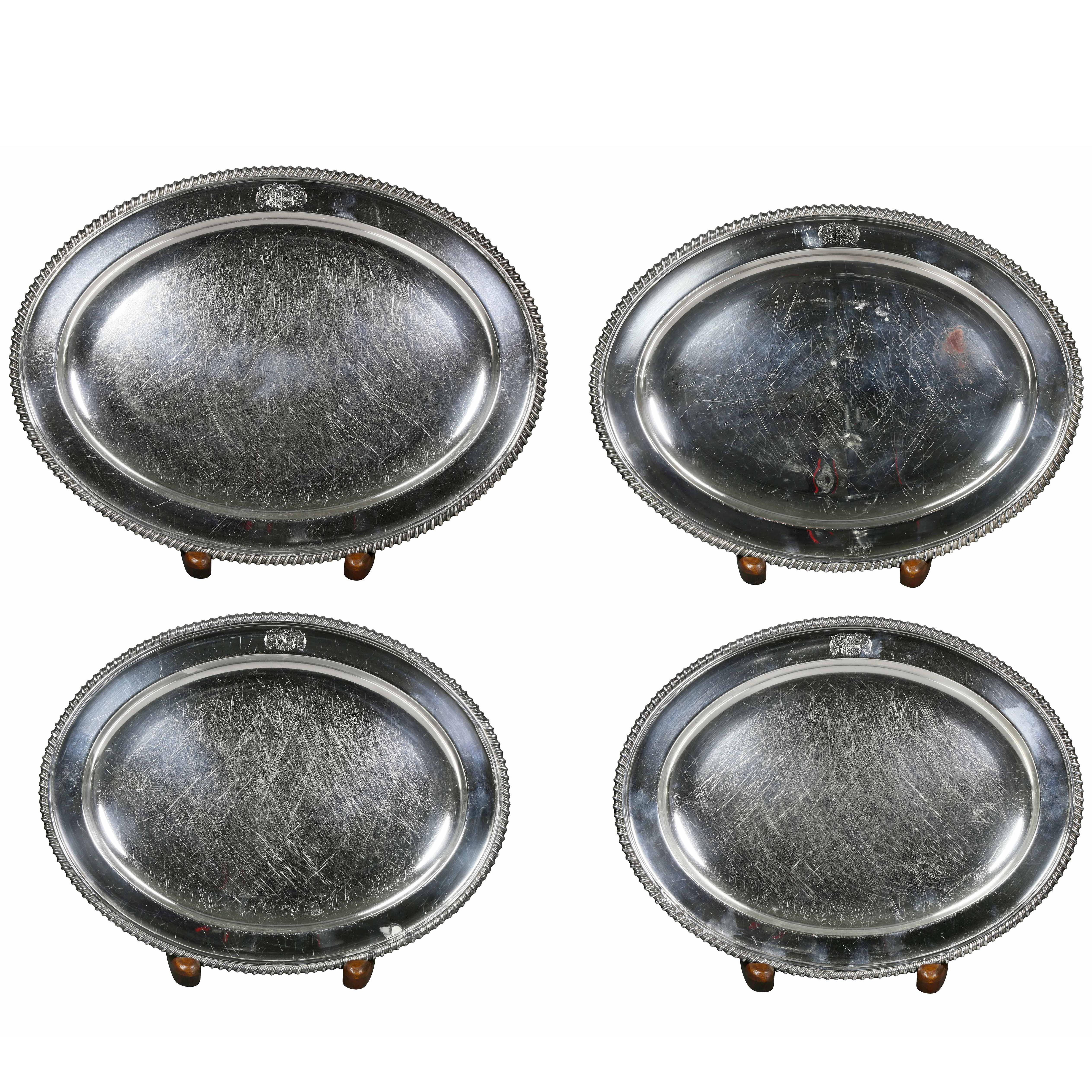 Set of Four Regency Silver Plated Platters by Matthew Boulton