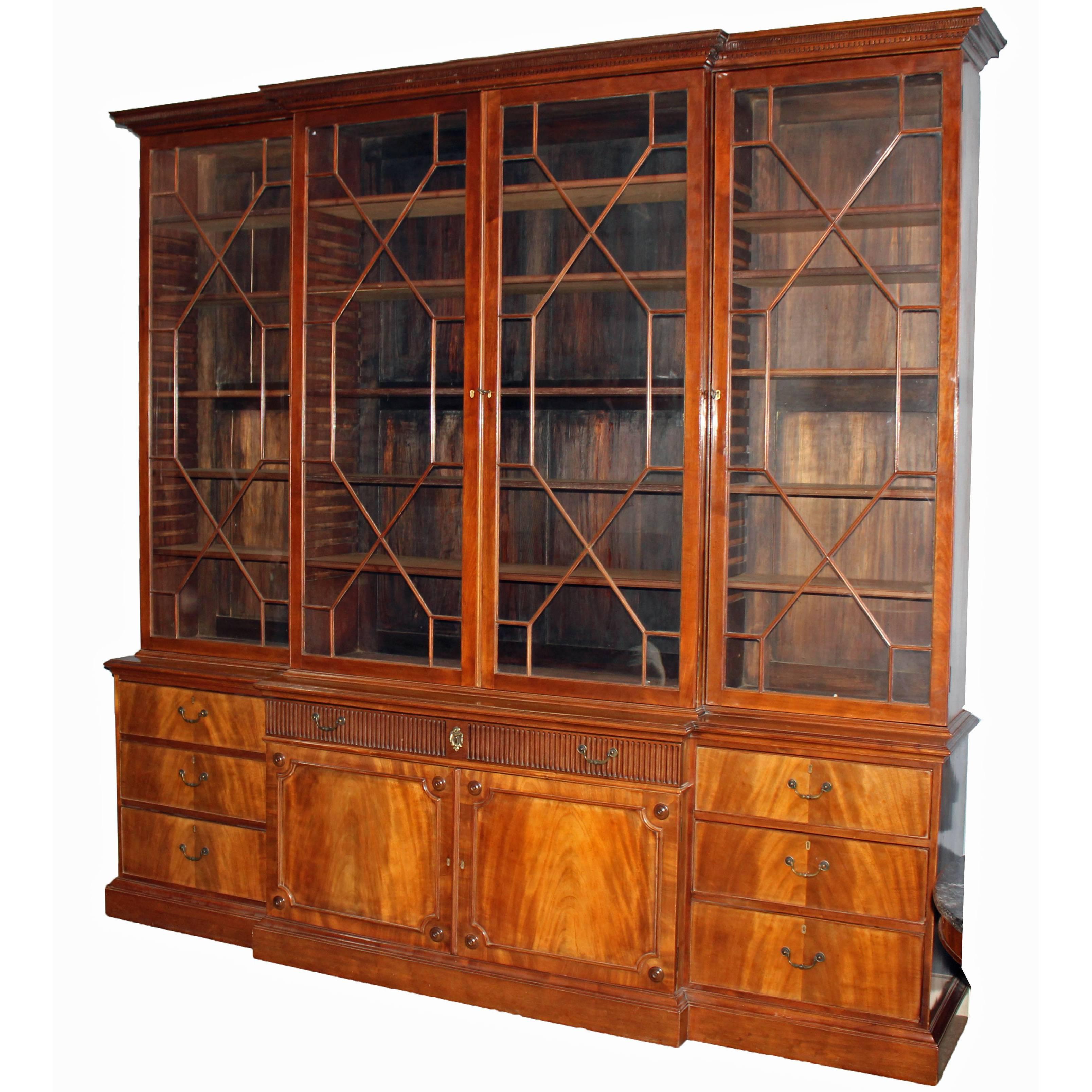 Maples & co George III design mahogany breakfront bookcase