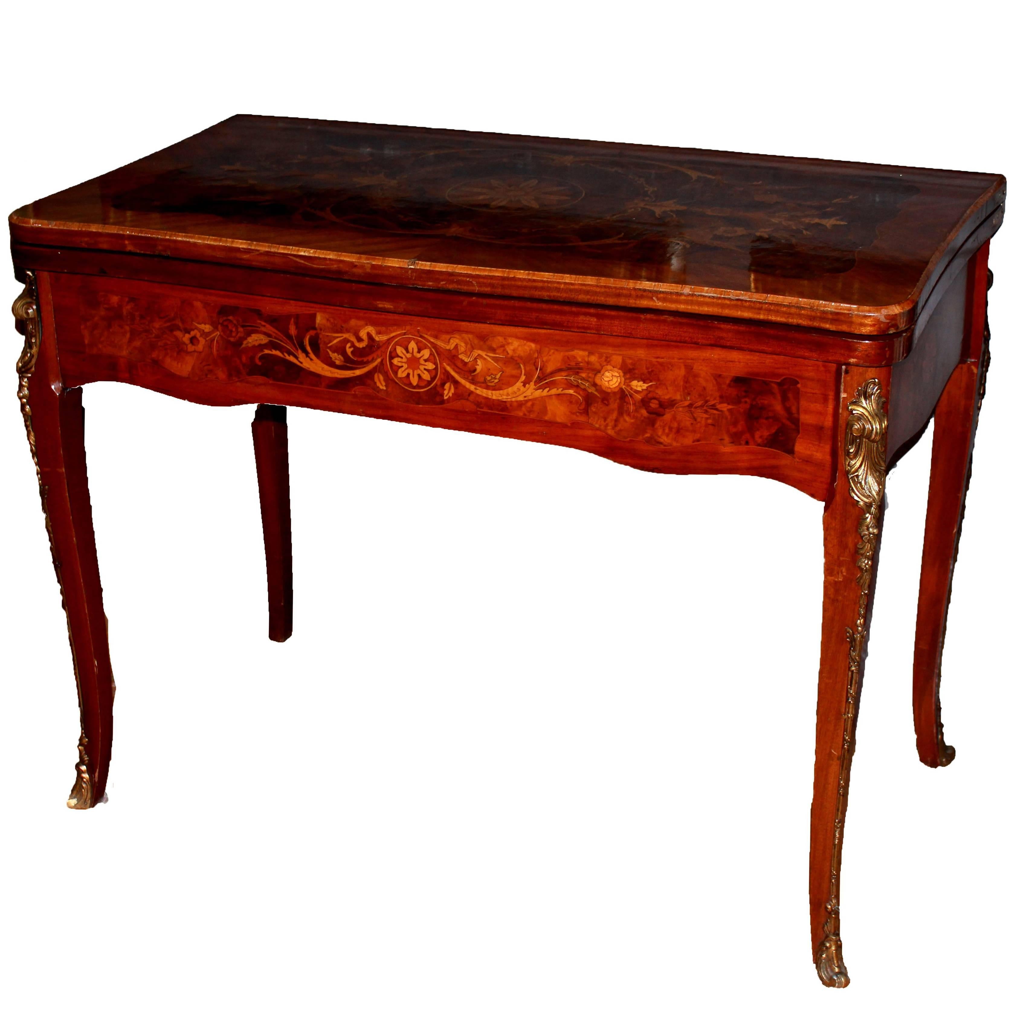 Louis XV style walnut card table For Sale