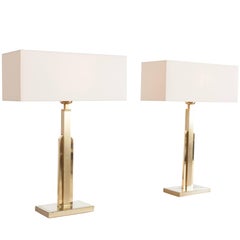 Pair of Maison Jansen Table Lamps with White Linnen Shades