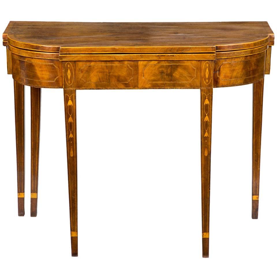 Federal Mahogany Hepplewhite Five-Legged Card Table, School of William Whitehead For Sale