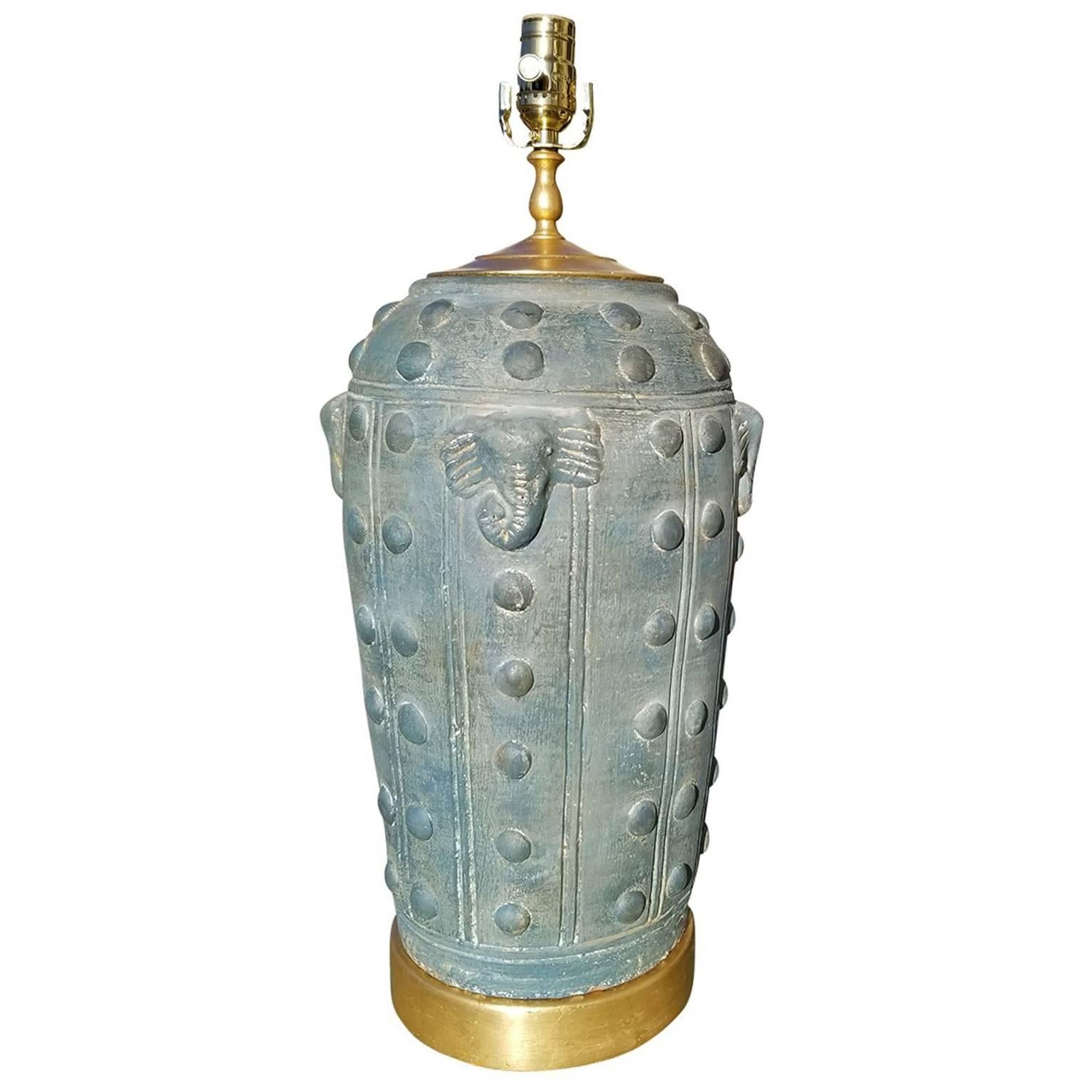 Art Deco Style Terra Cotta Vase as Lamp, American, circa 1930-1960s