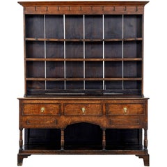 Antique 18th Century Welsh Oak Potboard Dresser and Rack
