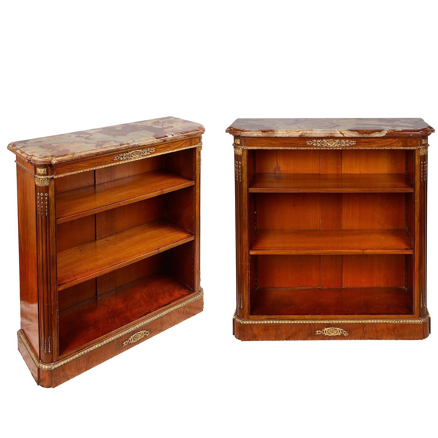 Pair of 19th Century Louis XV Style Open Bookcases