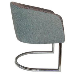 Mid Century Chrome Tubular Cantilever accent Chair in the Style of Milo Baughman