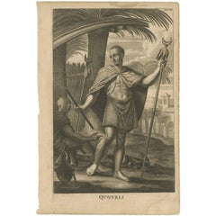 Antique Portrait of Quoveli by O. Dapper, 1688