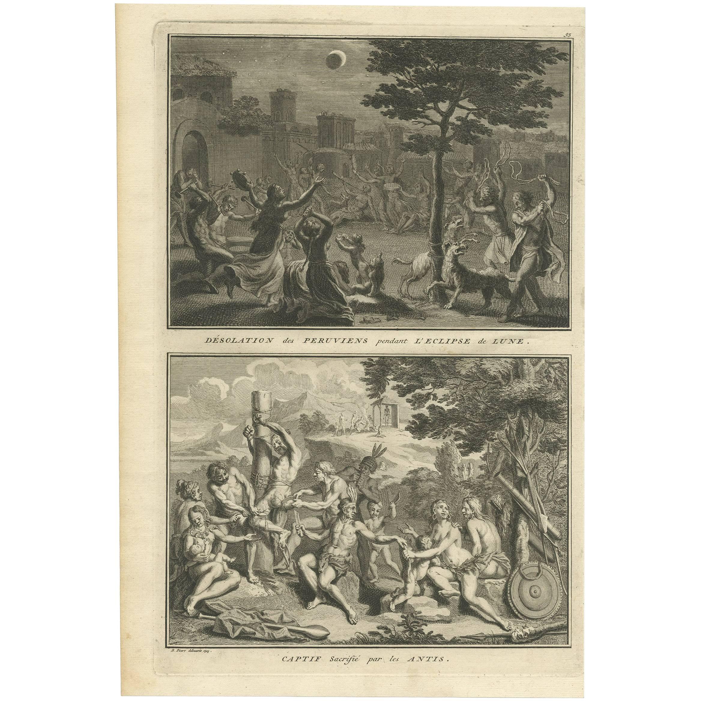 Antiker Druck von zwei Zeremonien von B. Picart, 1723