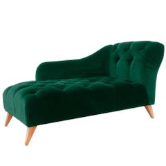 21st Century Art Deco Velvet Abbey Chaise Longue Handcrafted and Customizable