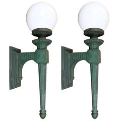 Cast Bronze Federal Exterior Sconce, Pair