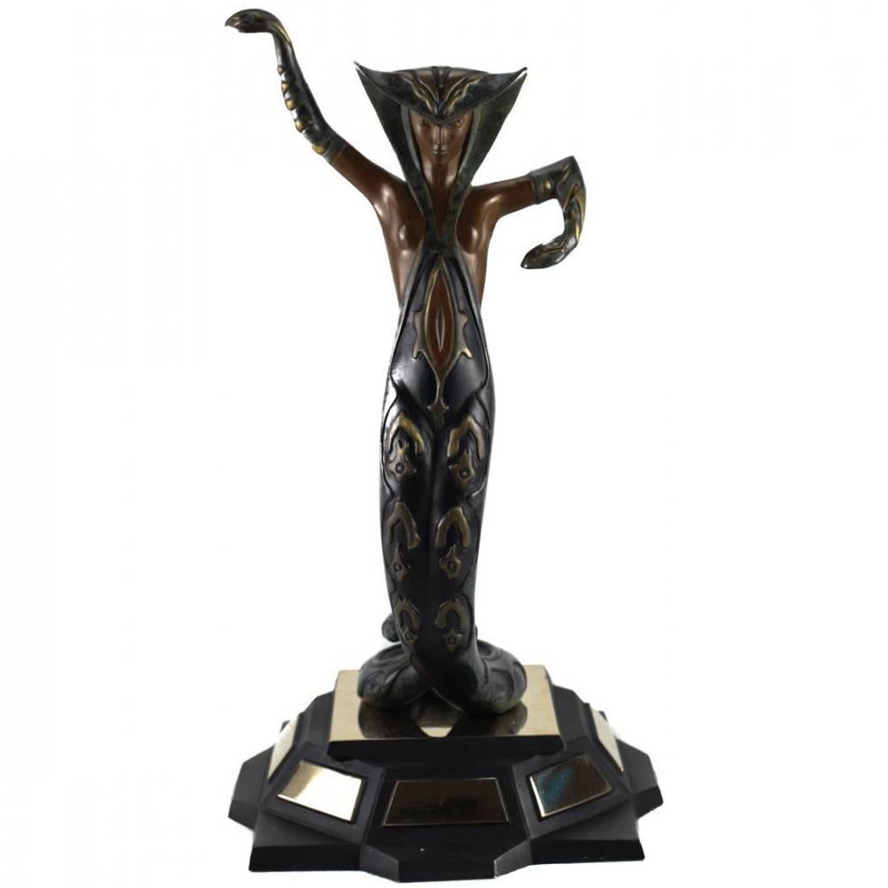 Five Images Art Deco Bronze Sculpture "Jalousie" by Erte Romain de Tirtoff