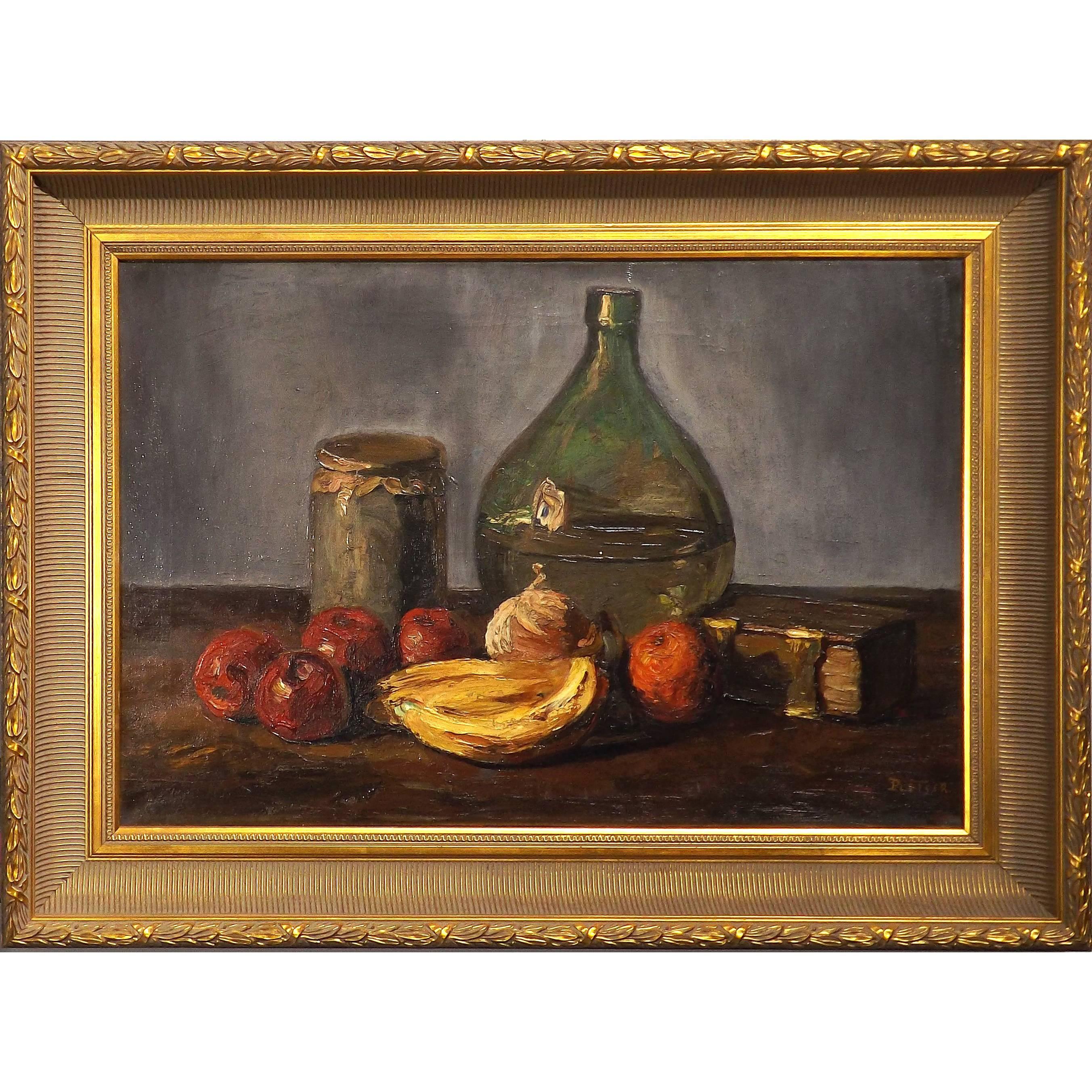 Still Life with Fruit and Bible by Dutch Artist George Pletser For Sale