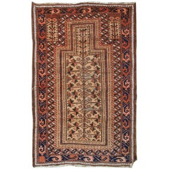 Handmade Antique Afghan Baluch Prayer Rug, 1900s, 1C529