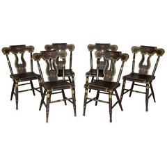 Set of Six Painted and Decorated Side Chairs 9