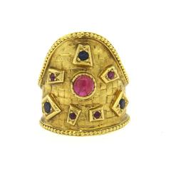 Ilias Lalaounis Sapphire Ruby Gold Ring 