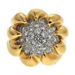 Claw Pave Diamond Gold Dome Ring