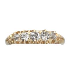 0.88Ct Diamond and 18k Yellow Gold Five Stone Ring - Antique Circa 1900