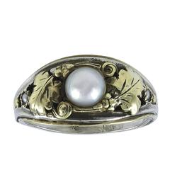 Oakes Studios pearl silver gold ring 