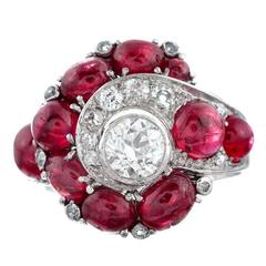 Inspired Design Cabochon Diamond Platinum Ring 8