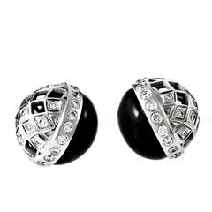 Carrera y Carrera Celosia  Onyx Diamond Gold Earrings