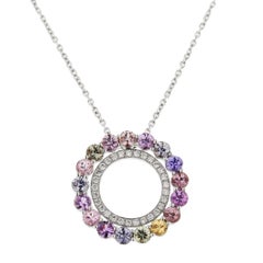 Alex Jona Multi-Color Sapphire White Diamond 18 Karat Gold Pendant